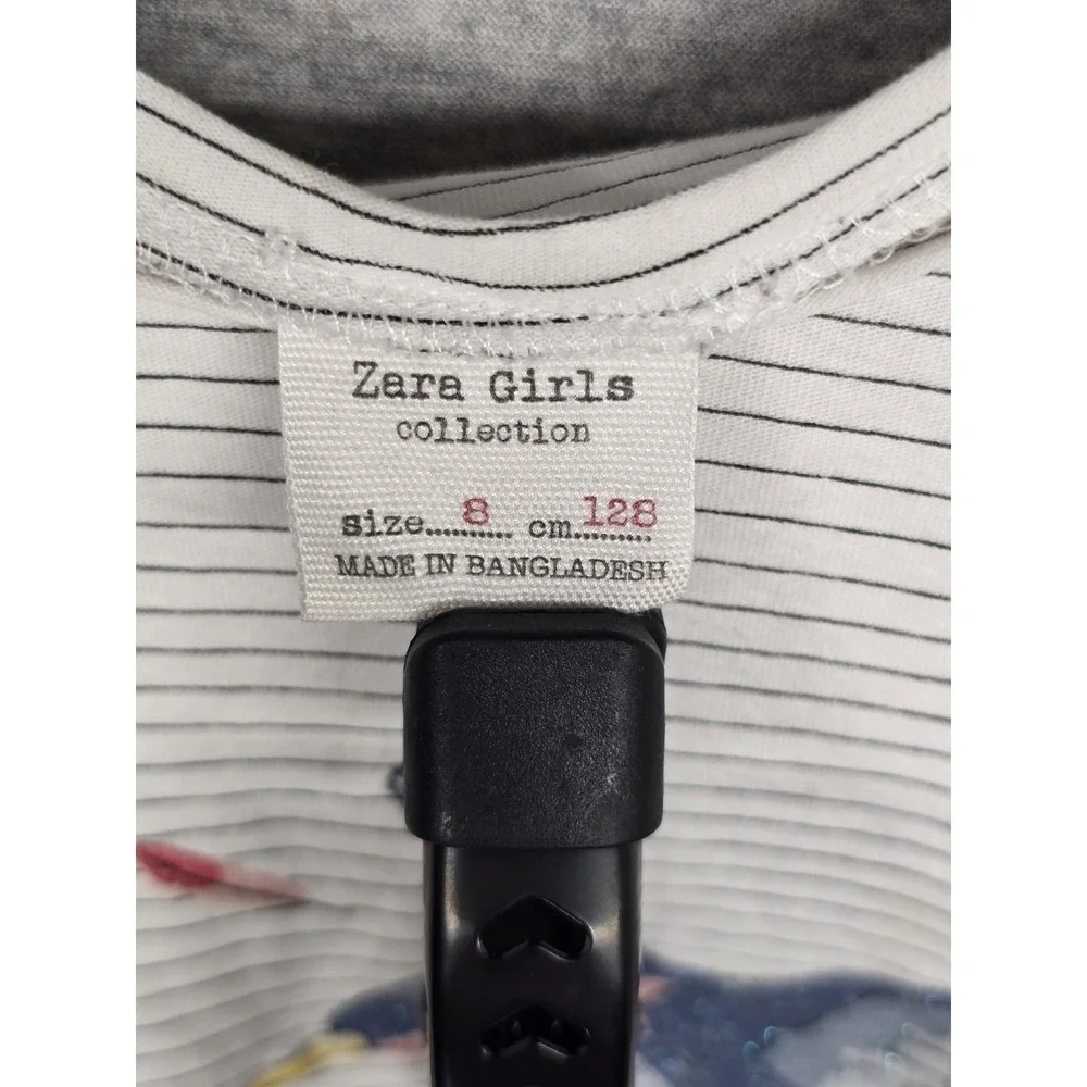 Zara Girls Hummingbird Sparkles Shirt Size 8 Long Sleeve Minor Flaws